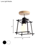 Contemporary Iron Wire Flush Mount Porch Light With Rotatable Head