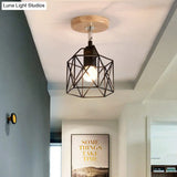 Contemporary Iron Wire Flush Mount Porch Light With Rotatable Head