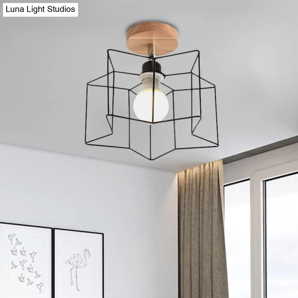 Contemporary Iron Wire Flush Mount Porch Light With Rotatable Head