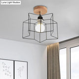 Contemporary Iron Wire Flush Mount Porch Light With Rotatable Head