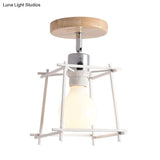 Contemporary Iron Wire Flush Mount Porch Light With Rotatable Head