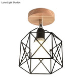 Contemporary Iron Wire Flush Mount Porch Light With Rotatable Head