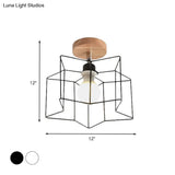 Contemporary Iron Wire Flush Mount Porch Light With Rotatable Head