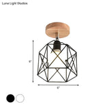 Contemporary Iron Wire Flush Mount Porch Light With Rotatable Head