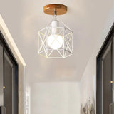 Contemporary Iron Wire Flush Mount Porch Light With Rotatable Head White / 6’