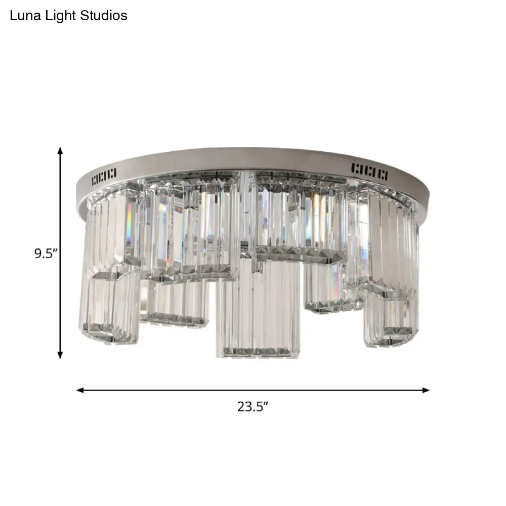 Contemporary Jagged Block Flush Mount Lamp - Clear Crystal Ceiling Light (18’/23.5’ W