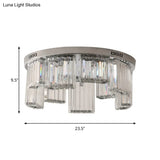 Contemporary Jagged Block Flush Mount Lamp - Clear Crystal Ceiling Light (18’/23.5’ W