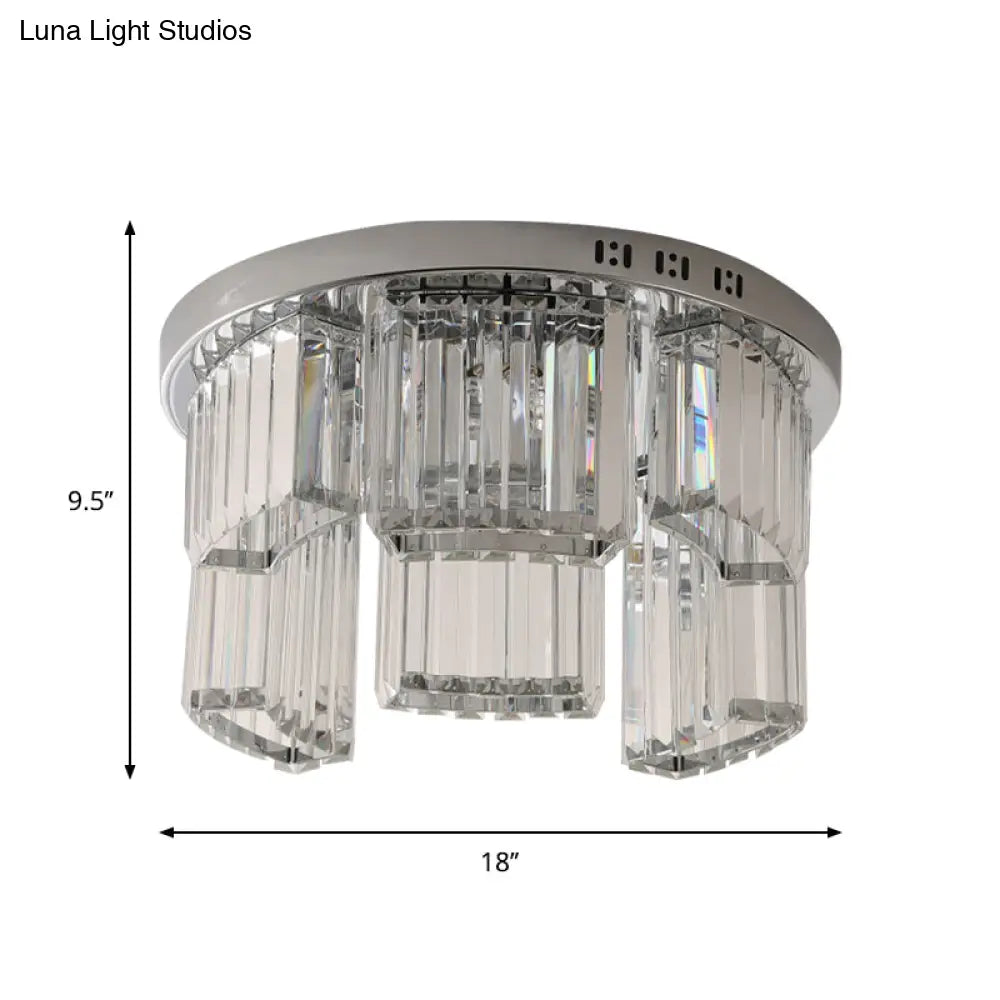 Contemporary Jagged Block Flush Mount Lamp - Clear Crystal Ceiling Light (18’/23.5’ W