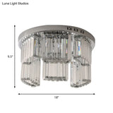 Contemporary Jagged Block Flush Mount Lamp - Clear Crystal Ceiling Light (18’/23.5’ W
