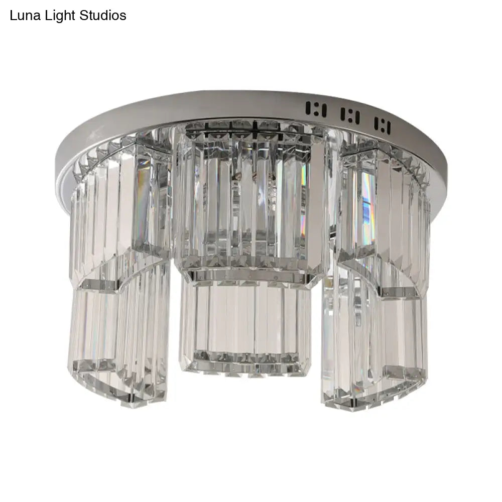Contemporary Jagged Block Flush Mount Lamp - Clear Crystal Ceiling Light (18’/23.5’ W