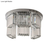 Contemporary Jagged Block Flush Mount Lamp - Clear Crystal Ceiling Light (18’/23.5’ W