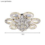 Contemporary K9 Crystal Chrome Ring Led Ceiling Lamp - Multiple Sizes & Colors Available