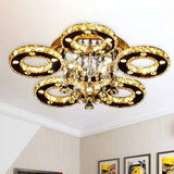 Contemporary K9 Crystal Chrome Ring Led Ceiling Lamp - Multiple Sizes & Colors Available / 28’ White