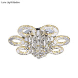 Contemporary K9 Crystal Chrome Ring Led Ceiling Lamp - Multiple Sizes & Colors Available