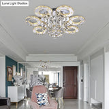 Contemporary K9 Crystal Chrome Ring Led Ceiling Lamp - Multiple Sizes & Colors Available