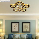 Contemporary K9 Crystal Chrome Ring Led Ceiling Lamp - Multiple Sizes & Colors Available