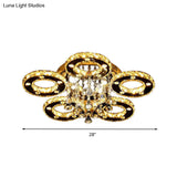 Contemporary K9 Crystal Chrome Ring Led Ceiling Lamp - Multiple Sizes & Colors Available