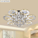 Contemporary K9 Crystal Chrome Ring Led Ceiling Lamp - Multiple Sizes & Colors Available