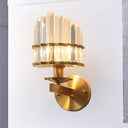 Contemporary K9 Crystal Wall Sconce With Black/Brass Finish For Living Room Brass
