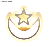 Contemporary Kids Bedroom Ceiling Lamp - Acrylic Moon & Star Mount Light In White
