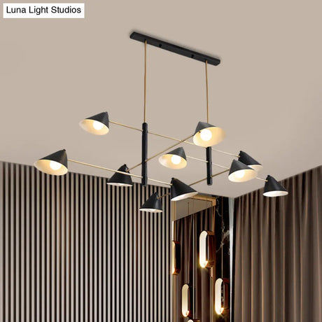 Contemporary Large Chandelier With Black Tilted Shades - 6/8/10 Heads Metal Hanging Light Fixture