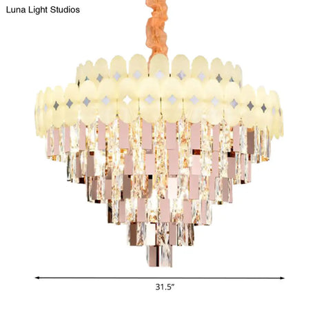 Contemporary Layered Ceiling Chandelier - Clear Crystal 12/16/22 Lights Ideal For Living Room Down