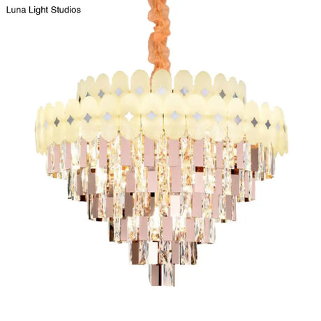 Contemporary Layered Ceiling Chandelier - Clear Crystal 12/16/22 Lights Ideal For Living Room Down