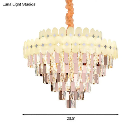 Contemporary Layered Ceiling Chandelier - Clear Crystal 12/16/22 Lights Ideal For Living Room Down