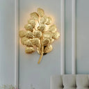 Contemporary Leaf Wall Sconce With Dark Coffee/Gold Finish - Perfect For Living Room Lighting Gold