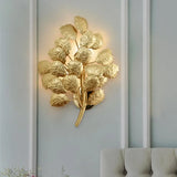 Contemporary Leaf Wall Sconce With Dark Coffee/Gold Finish - Perfect For Living Room Lighting Gold