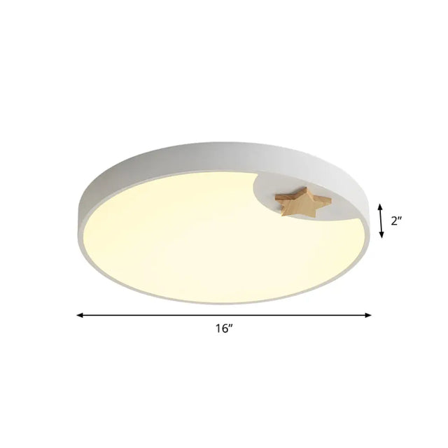Contemporary Led Acrylic Ceiling Fixture - Circle Design 16/19.5 Wide Wood Star Deco White Flush