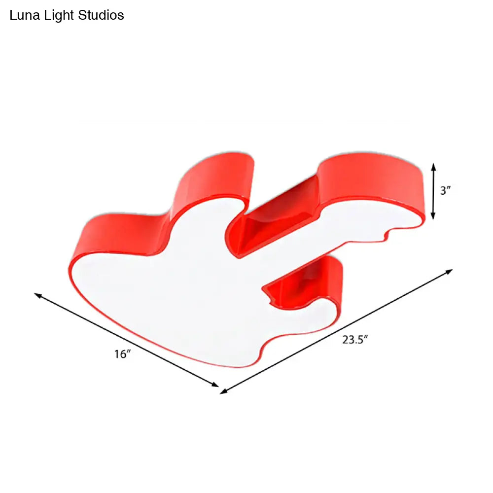 Contemporary Led Acrylic Ceiling Lamp In Red/Orange For Kindergarten - Warm/White Light