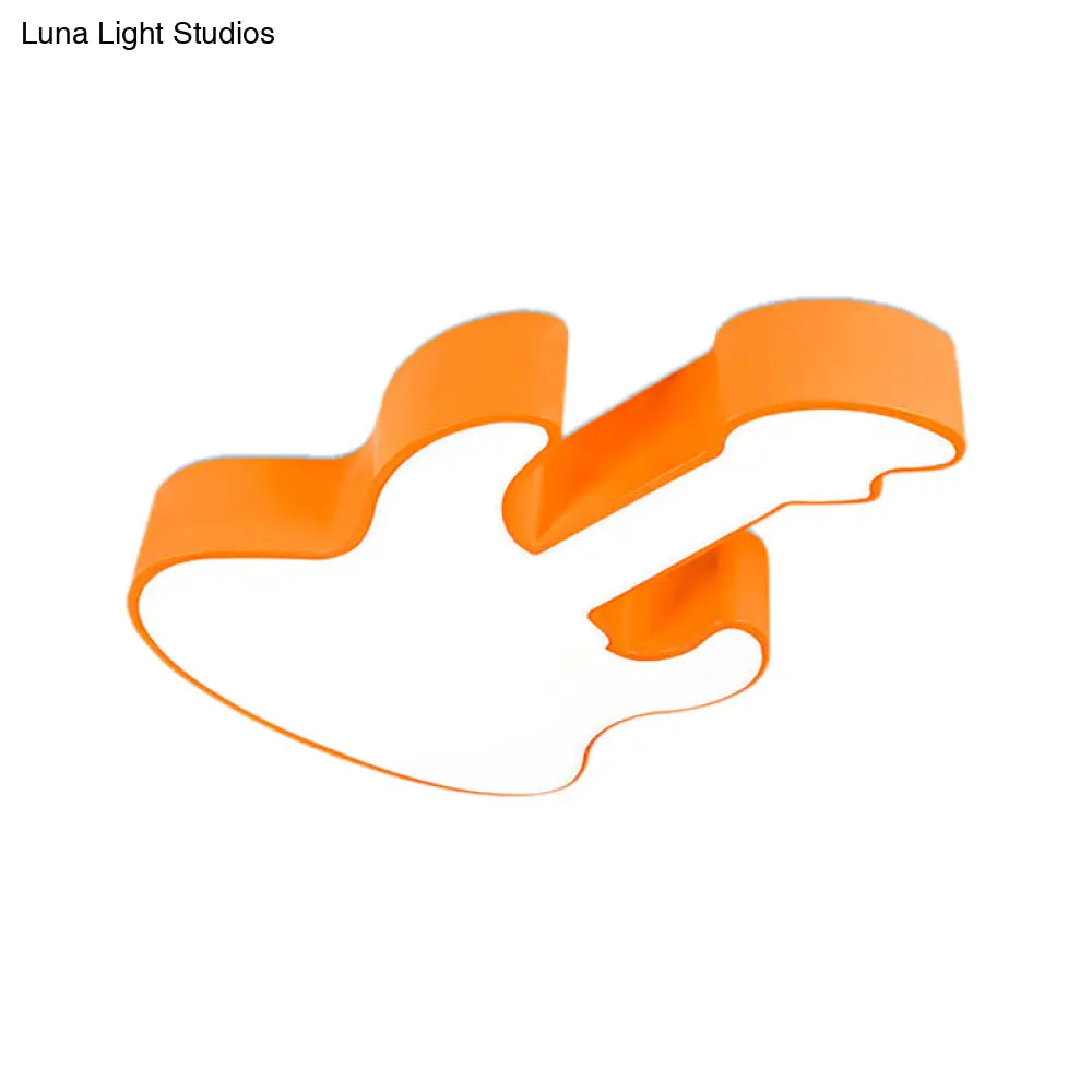 Contemporary Led Acrylic Ceiling Lamp In Red/Orange For Kindergarten - Warm/White Light