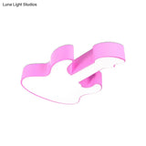 Contemporary Led Acrylic Ceiling Lamp In Red/Orange For Kindergarten - Warm/White Light