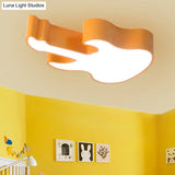 Contemporary Led Acrylic Ceiling Lamp In Red/Orange For Kindergarten - Warm/White Light