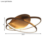 Contemporary Led Acrylic Flush Mount Ceiling Lamp - 21’/29.5’/34’ Wide Black/Brown Warm/White Light