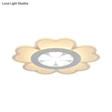 Contemporary Led Acrylic Flush Mount Lamp - White Floral Light Fixture For Living Room