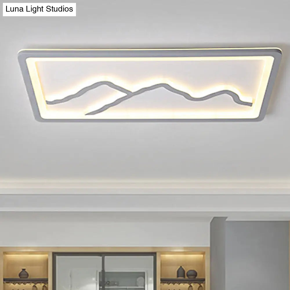 Contemporary Led Acrylic Flush Mount Light In White/Warm - Square/Rectangle 19.5’/23.5’/35.5’ Wide