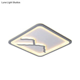 Contemporary Led Acrylic Flush Mount Light In White/Warm - Square/Rectangle 19.5’/23.5’/35.5’ Wide