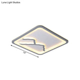Contemporary Led Acrylic Flush Mount Light In White/Warm - Square/Rectangle 19.5’/23.5’/35.5’ Wide