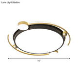 Contemporary Led Acrylic Flushmount Ceiling Light In Black - Gold Finish