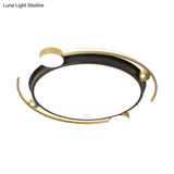 Contemporary Led Acrylic Flushmount Ceiling Light In Black - Gold Finish