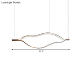 Contemporary Led Acrylic Pendant Chandelier - White Wave Sheet Design 23.5’/31.5’/39’ Wide