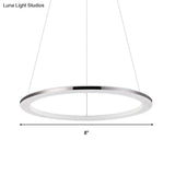 Contemporary Led Acrylic Round Ceiling Pendant Chandelier - 1/2/3-Head Silver Warm/White Light
