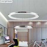 Contemporary Led Acrylic Round Ceiling Pendant Chandelier - 1/2/3-Head Silver Warm/White Light