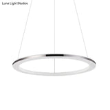 Contemporary Led Acrylic Round Ceiling Pendant Chandelier - 1/2/3-Head Silver Warm/White Light
