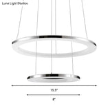 Contemporary Led Acrylic Round Ceiling Pendant Chandelier - 1/2/3-Head Silver Warm/White Light