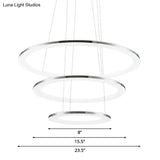 Contemporary Led Acrylic Round Ceiling Pendant Chandelier - 1/2/3-Head Silver Warm/White Light