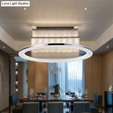 Contemporary Led Acrylic Round Ceiling Pendant Chandelier - 1/2/3-Head Silver Warm/White Light