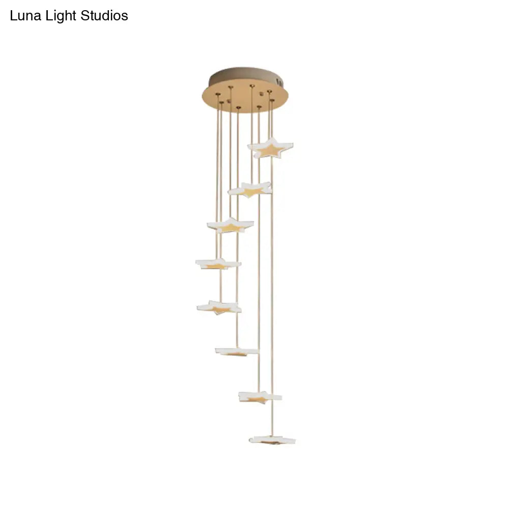 Contemporary Led Acrylic Spiral Hanging Star Lights - 8/12/18 Heads Warm/White Light